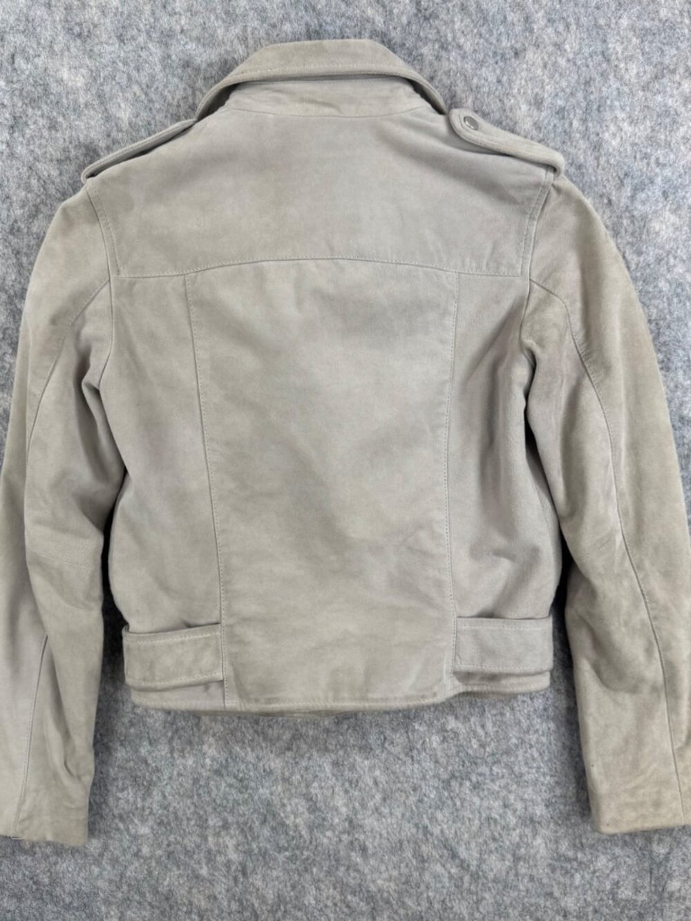 All Saints Womens Biker Jacket Balfern Goat Leather Suede Sz 4 Taupe *read - Picture 5 of 15